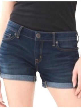 Aeropostale Dark Washed MIDI Cuffed Denim Shorts | EUC | 5-Pocket
